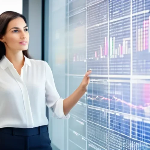 디지털 광고 캠페인의 성과 분석 기법 - **Prompt:** "A focused and insightful female professional, appearing to be in her early 30s with Ita...